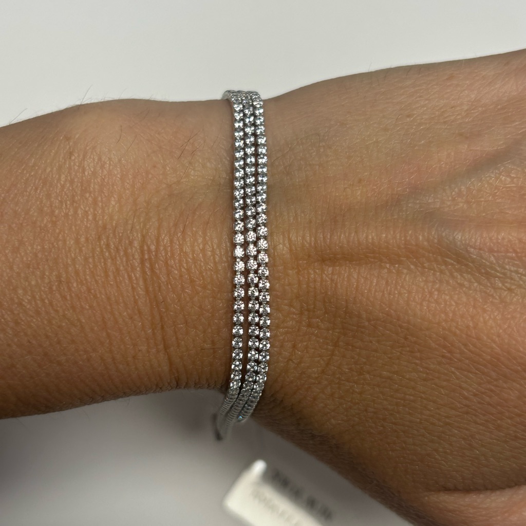 Suzy Levian Sterling Silver White Cz 3 Strand Bracelet Nwt